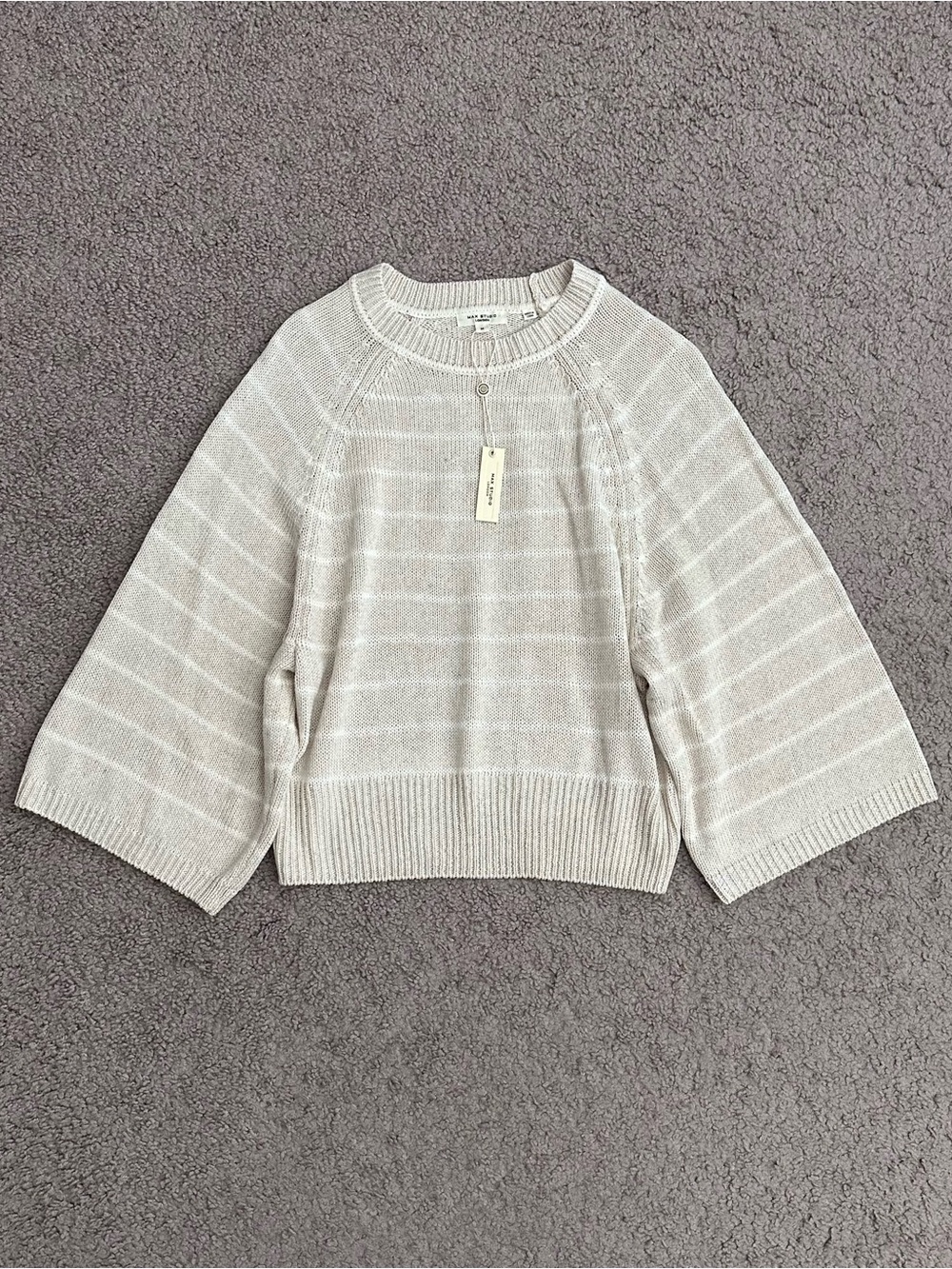 Max Studio London Stripe Raglan Sleeve Sweater Womens M